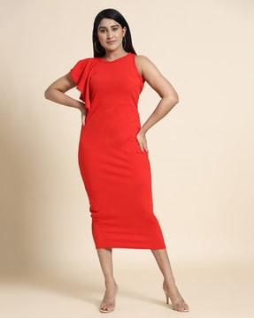 round-neck bodycon dress