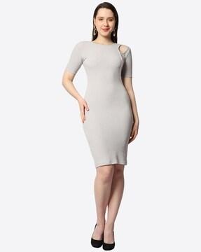 round-neck bodycon dress