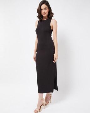 round-neck bodycon dress