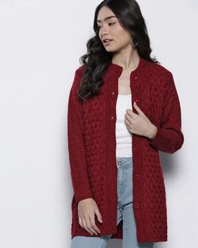 round-neck cardigan with button closure