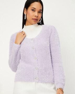 round-neck cardigan with full sleeves