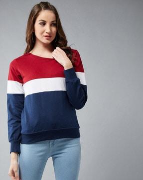 round neck colorblock sweatshirt