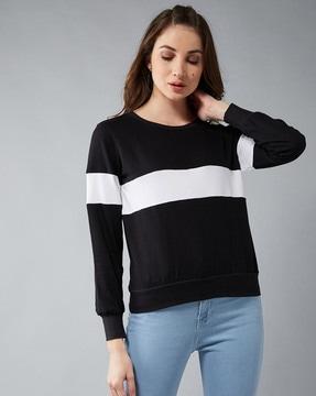 round neck colorblock sweatshirt