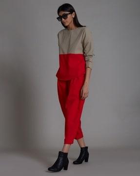 round-neck colourblock top