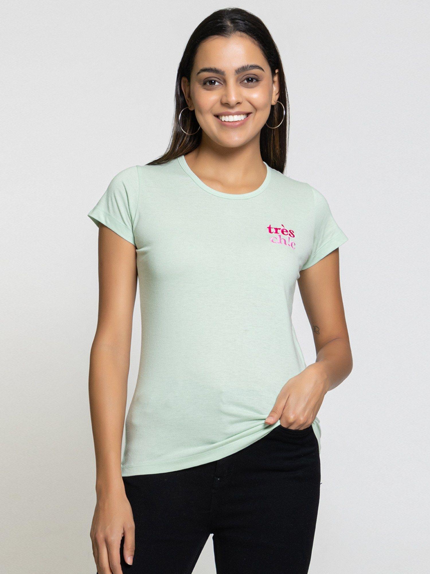 round neck cotton green t-shirt