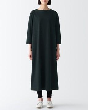 round-neck cotton shift dress