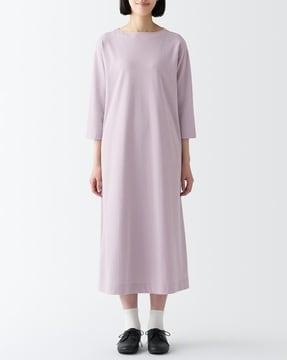 round-neck cotton shift dress