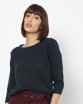 round-neck cotton sweater