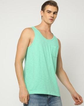 round-neck cotton tank t-shirt