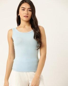 round-neck cotton tank top