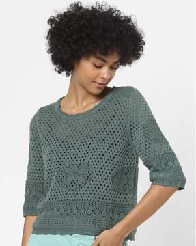 round-neck crochet top