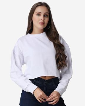 round-neck crop sweatshirt