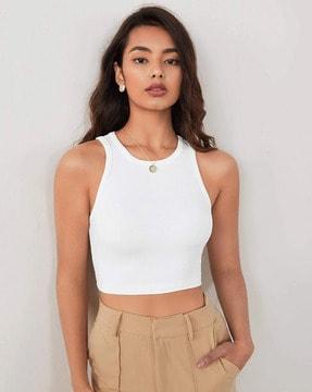 round-neck crop top