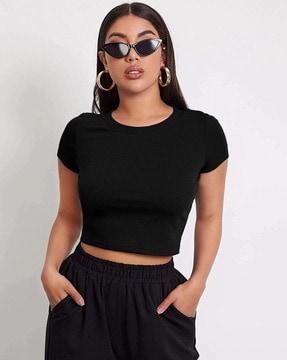 round-neck crop top