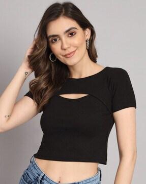 round-neck crop top