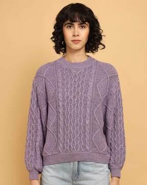 round-neck drop-shoulders sweater