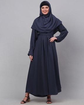 round-neck empire burqa with scarf & belt
