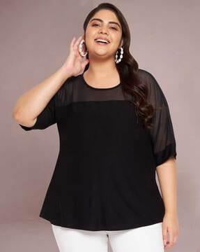 round neck extended sleeves top