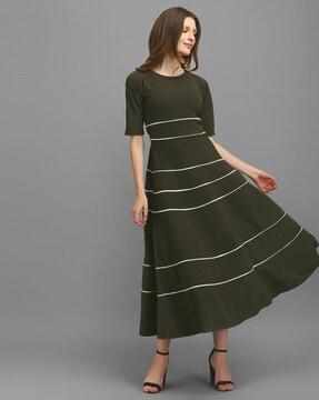 round-neck fit & flare dress