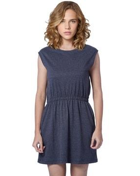 round-neck fit & flare dress