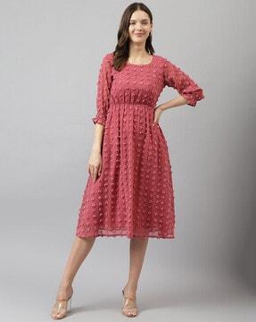 round-neck fit & flare dress