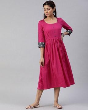 round neck fit and flare dress