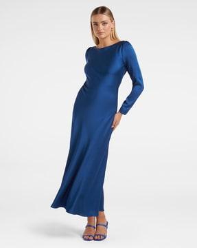 round-neck fit and flare dress