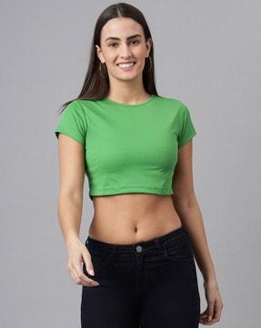 round-neck fitted crop top