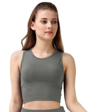 round-neck fitted tank top