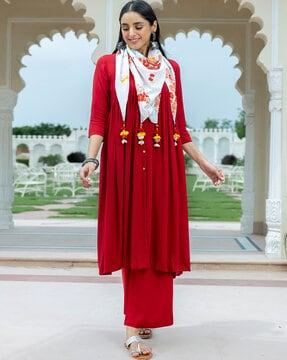 round-neck flared kurta set