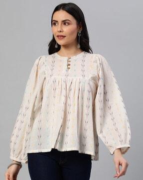 round-neck flared top with full sleeves