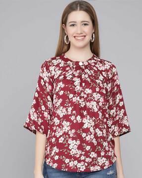 round neck floral print top