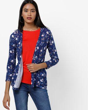 round-neck floral print twofer