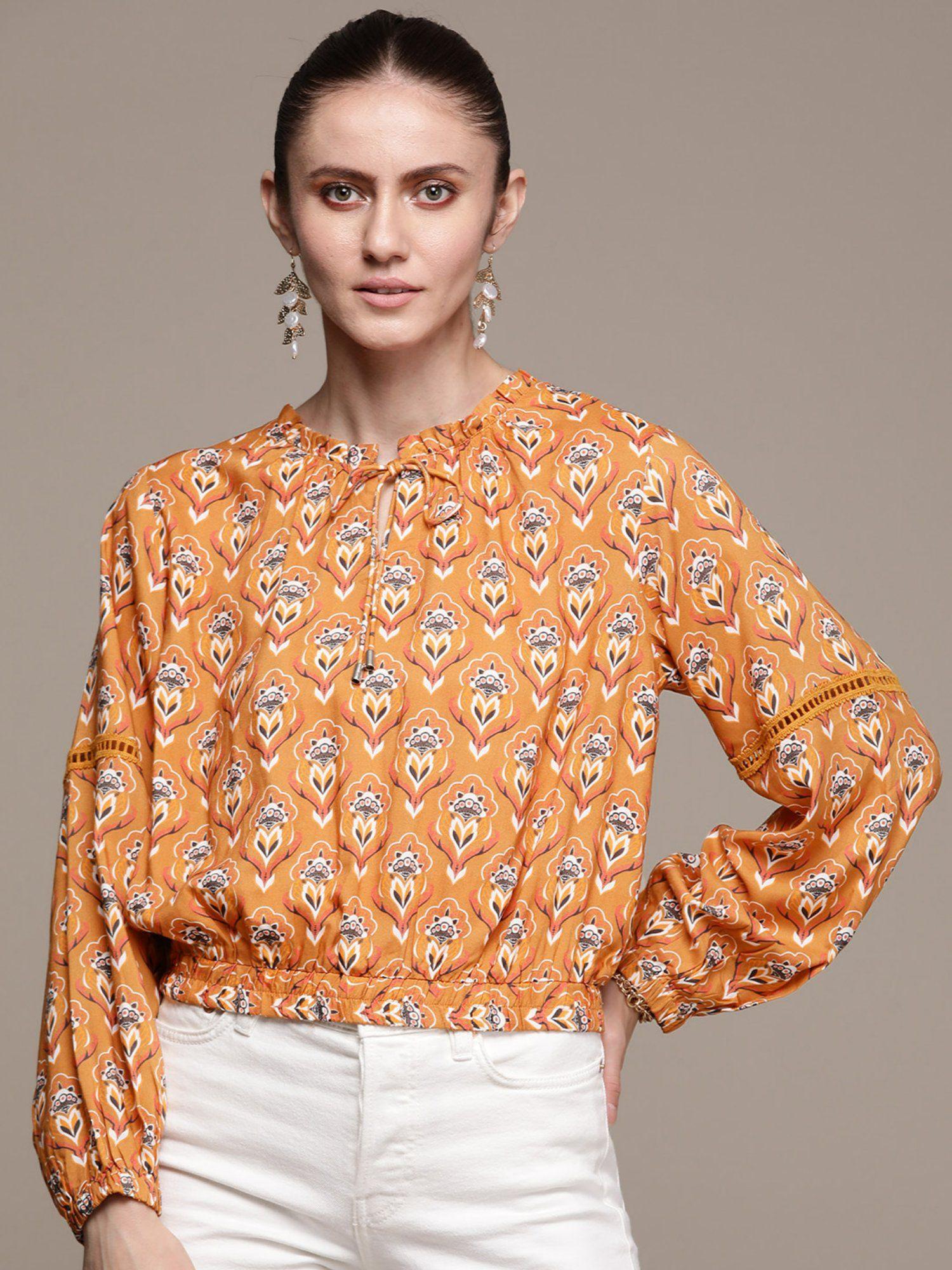 round neck full sleeves printed top