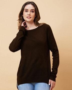 round-neck full-sleeves sweater top