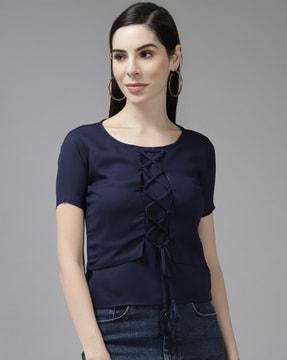 round-neck georgette top