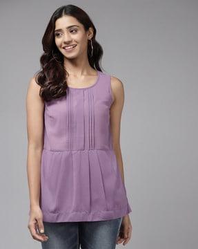 round-neck georgette top