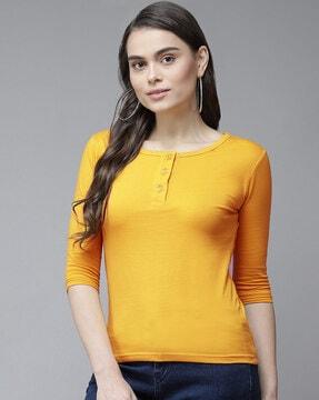 round-neck henley t-shirt