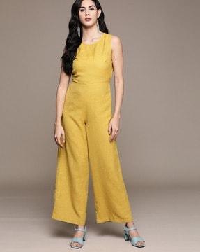 round-neck jumpsuit with insert pockets