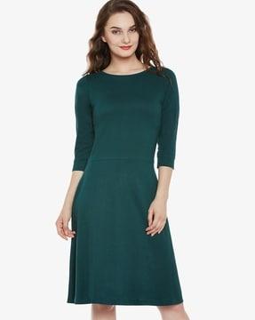 round neck knee-length skater dress