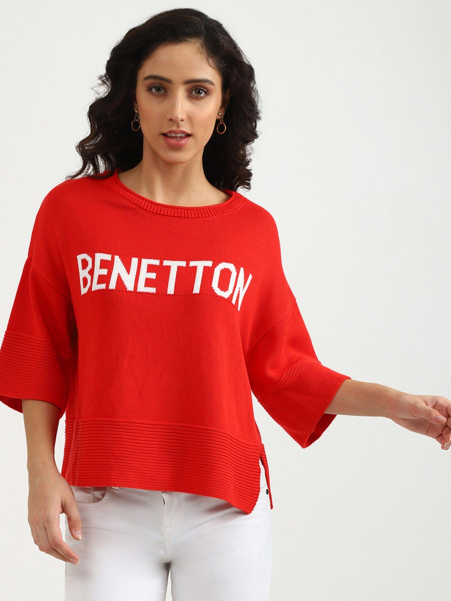 round neck logo top