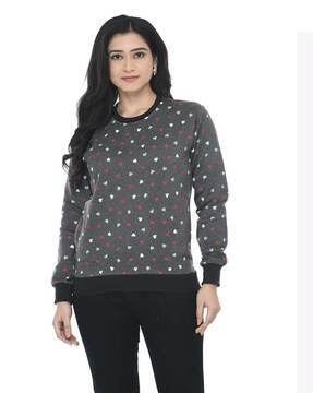 round-neck novelty print sweatshirt