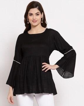 round-neck peplum top