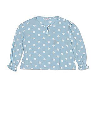 round neck polka dots print top