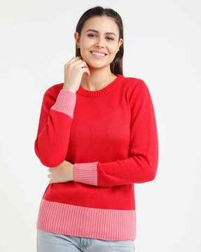 round-neck pullover sweater