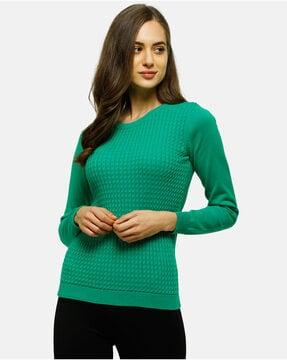 round-neck pullover with ribbed hems