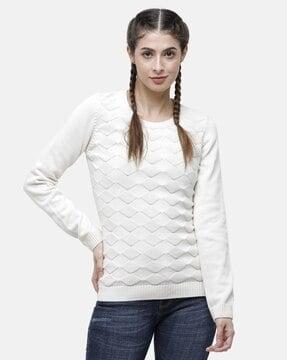 round-neck pullover with ribbed hems