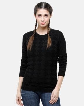 round-neck pullover with ribbed hems