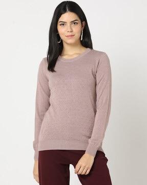 round-neck pullover with ribbed hems