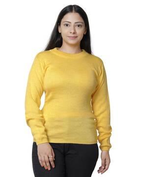 round-neck pullover with ribbed hems